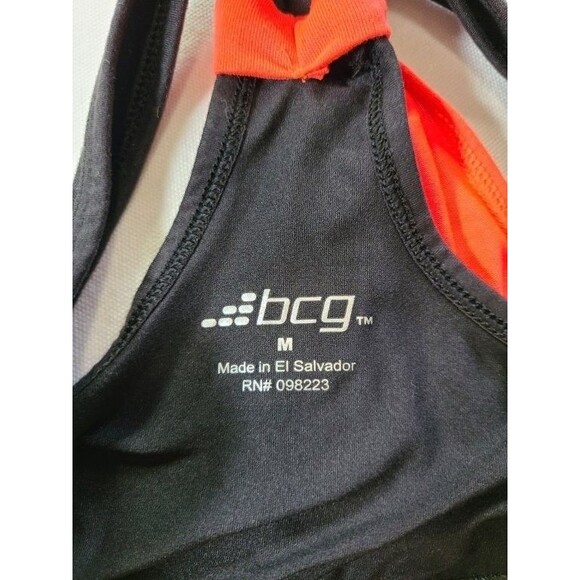 BCG Orange Black Slinger Tank Top w/ Built-In Bralette Size M Racerback Style - Picture 3 of 4